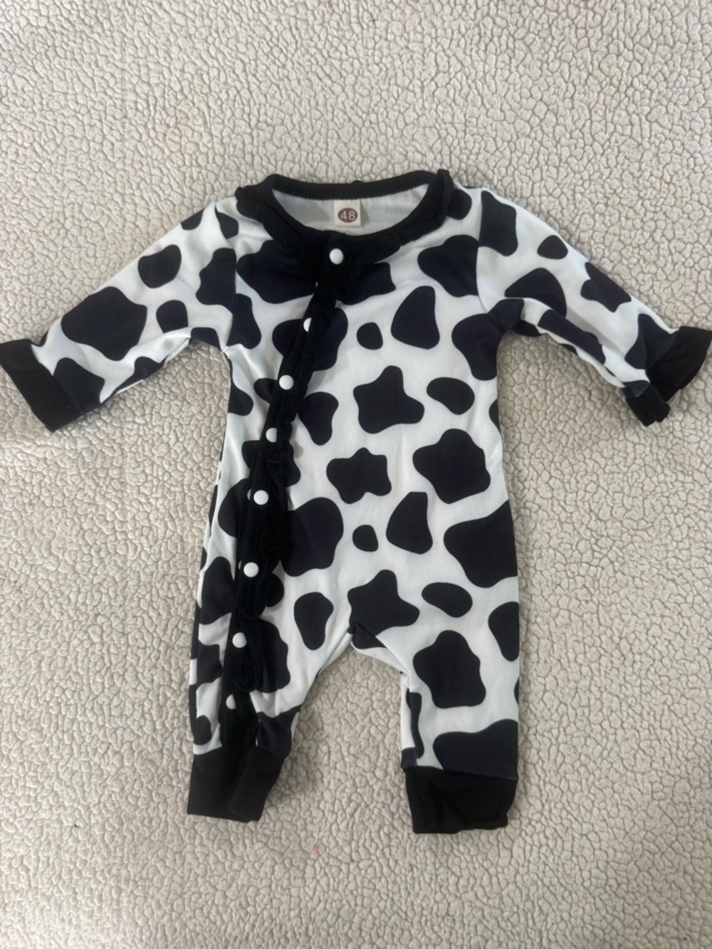 Kids One-Piece Cow Print Snaps Romper - Black & White